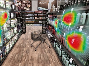 Mittels Heatmaps können – wie hier im virtuellen Supermarkt von pilot – Verhaltensaktivitäten von Konsumenten erforscht werden.