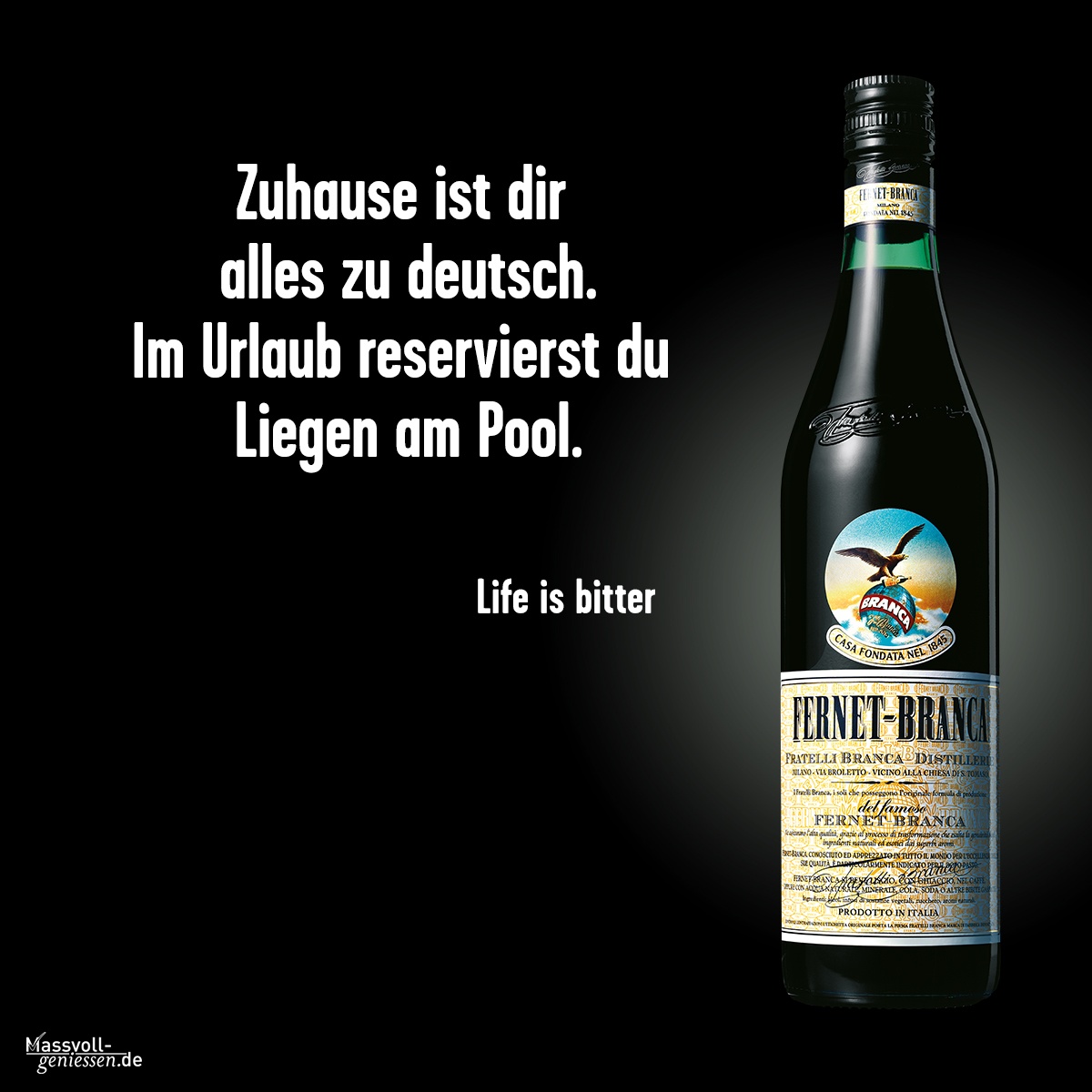 Werbung mit Getränk und dem Spruch 