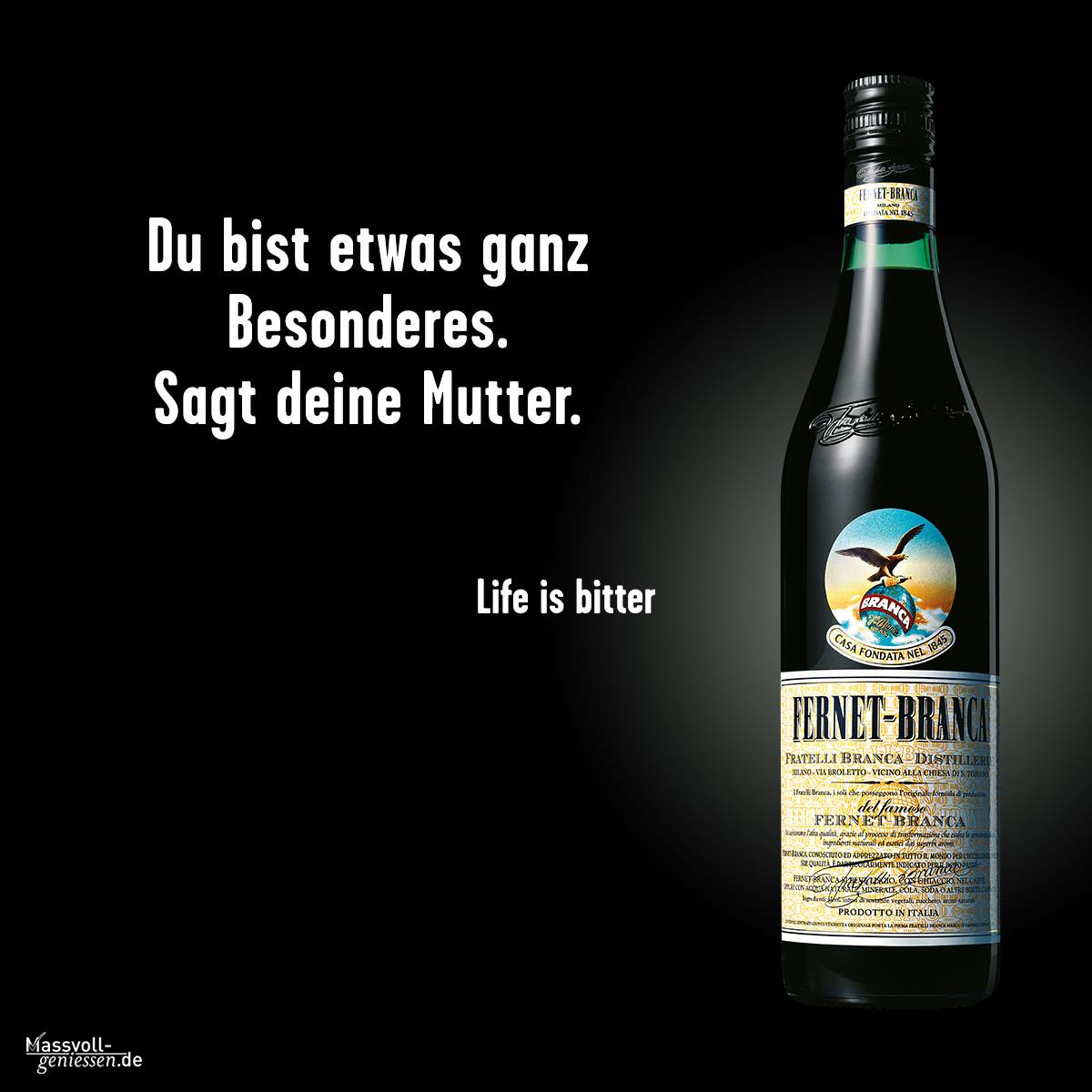 Werbung mit Getränk und dem Spruch 