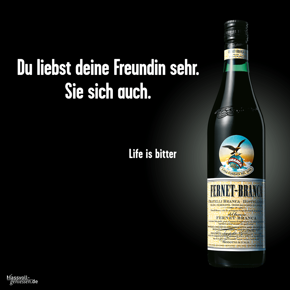 Werbung mit Getränk und dem Spruch 