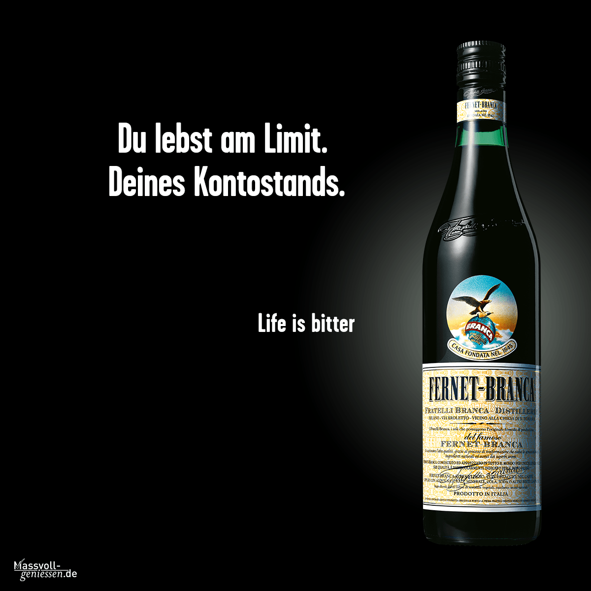Werbung mit Getränk und dem Spruch 