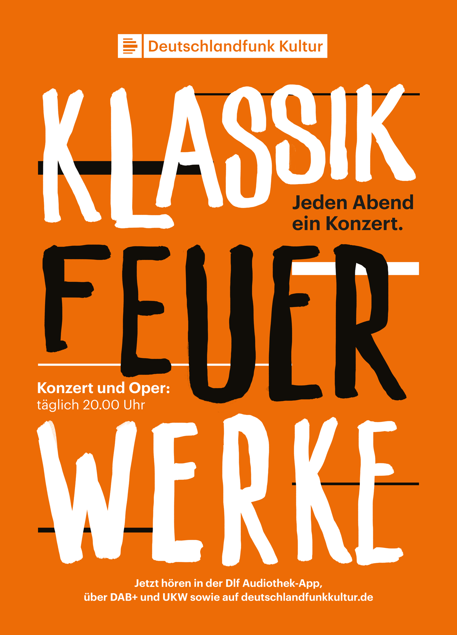 Plakate mit den Wörtern Klassik Feuer Werke.