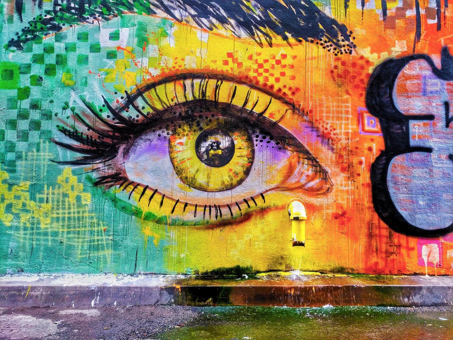 Farbenfrohes Graffiti eines Auges