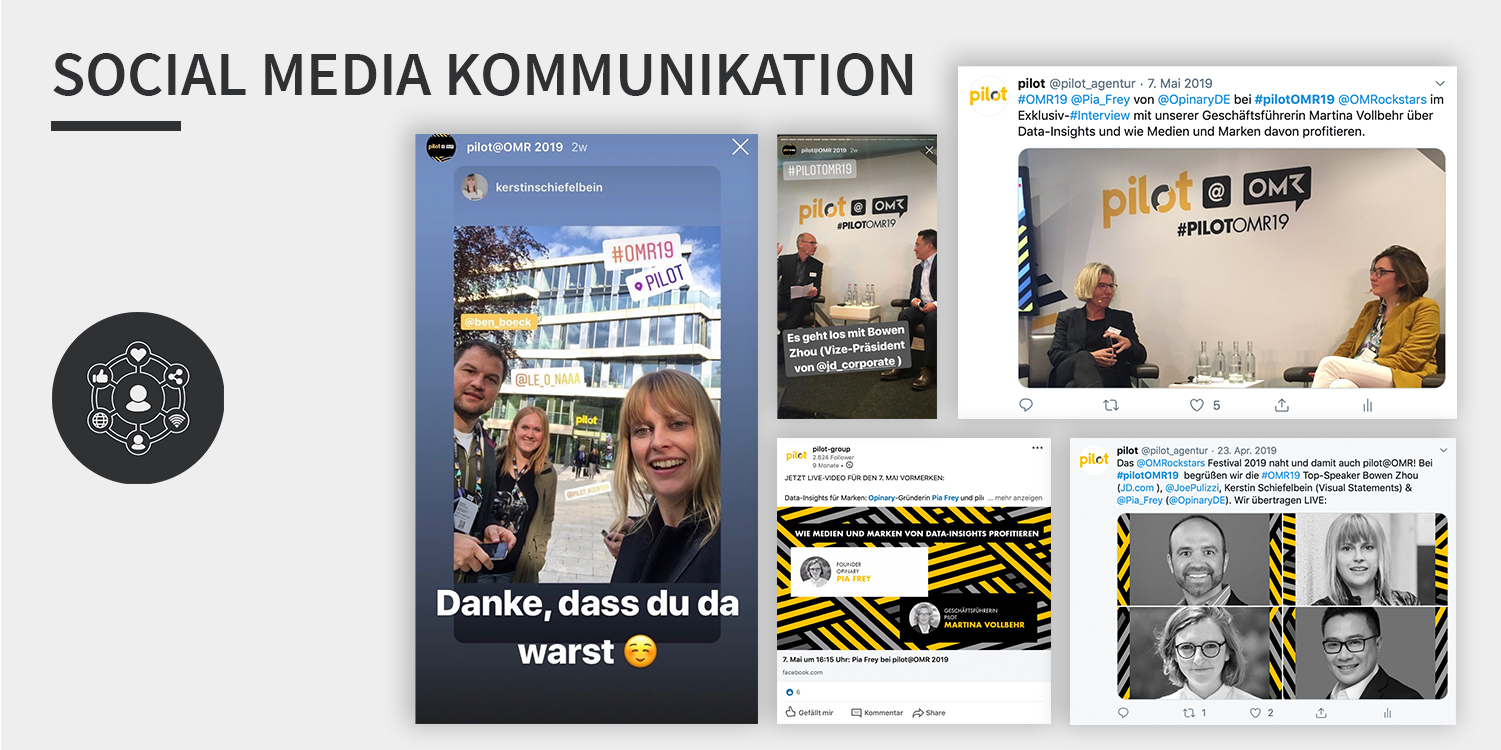 Mehrere Social Media Posting sind nebeneinander aufgereiht.