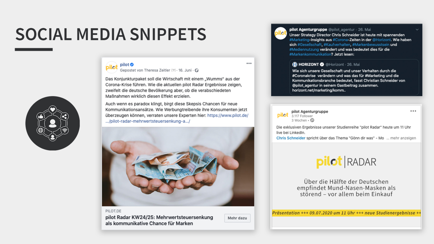 Social Media Snippets vom pilot Radar