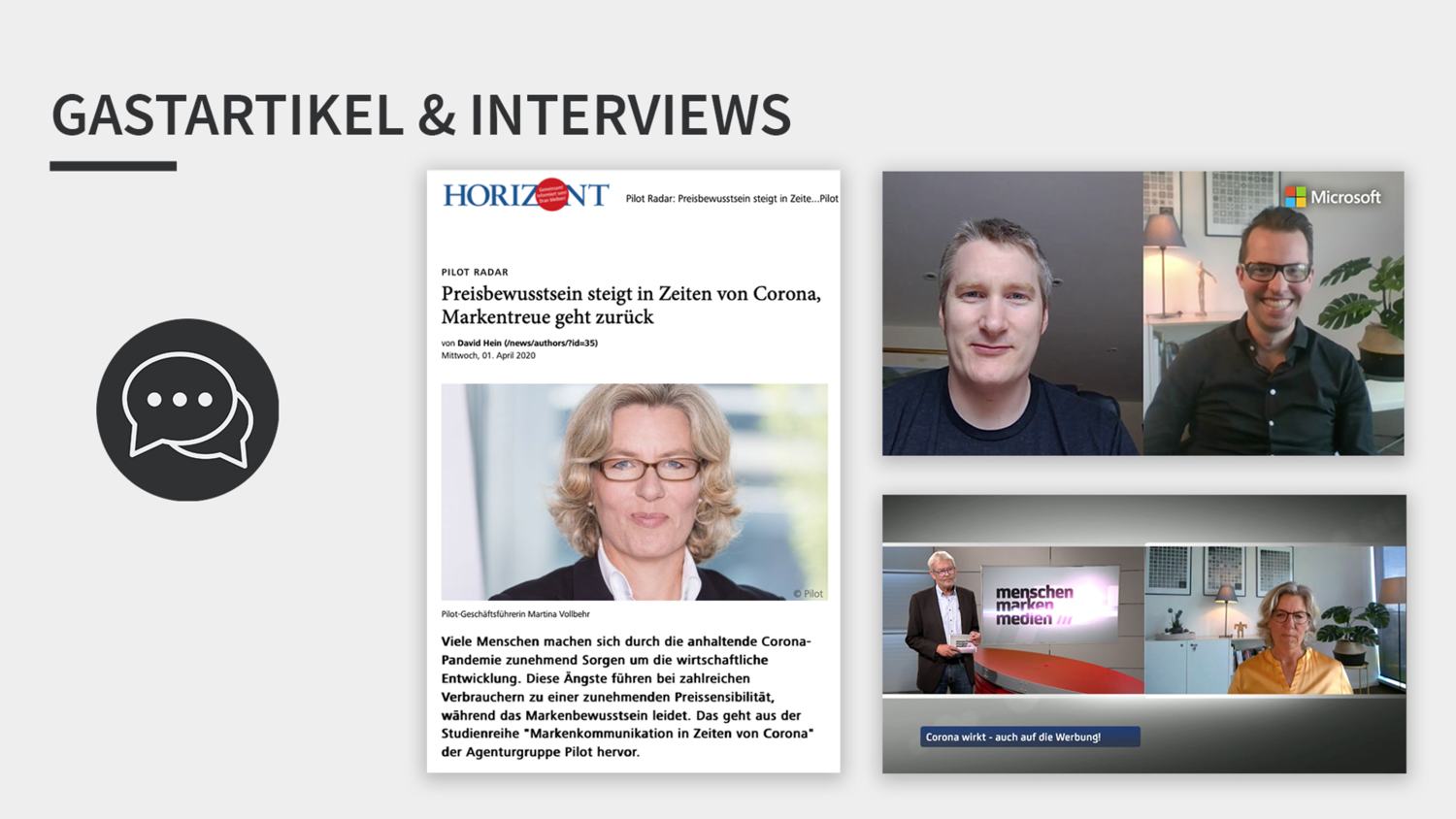 Eine Publikationsseite mit Interviews und Berichten