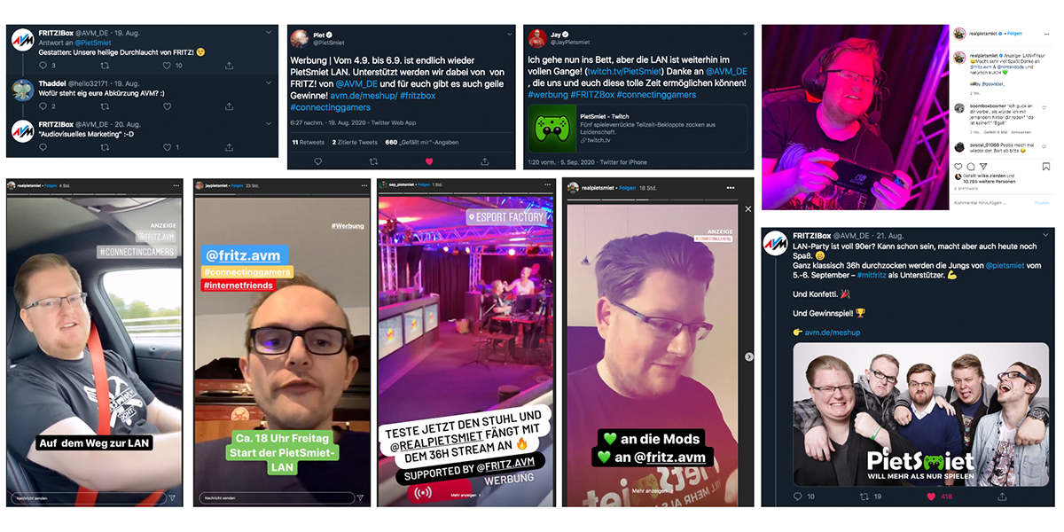 Tweets, Instagram-Stories und Posts zur Bewerbung des Events
