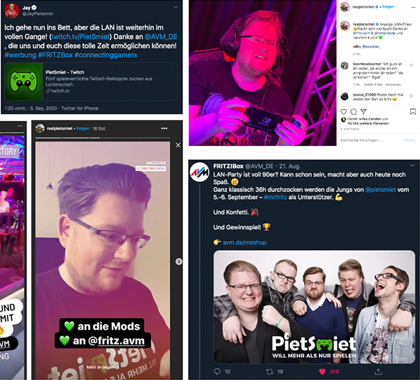 Screenshot mit Social-Media-Beiträgen.