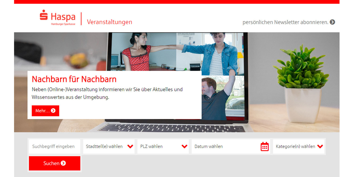 Laptop-Bildschirm mit einer geöffneten Website.
