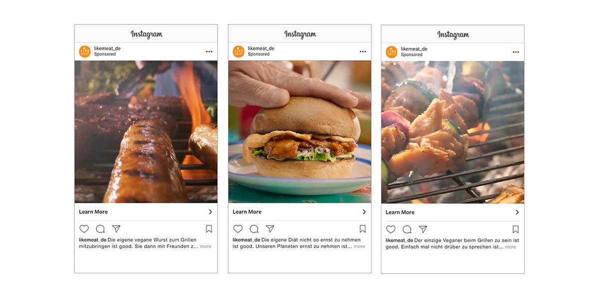 Social-Media-Beitrag mit Nahaufnahme eines Burgers.