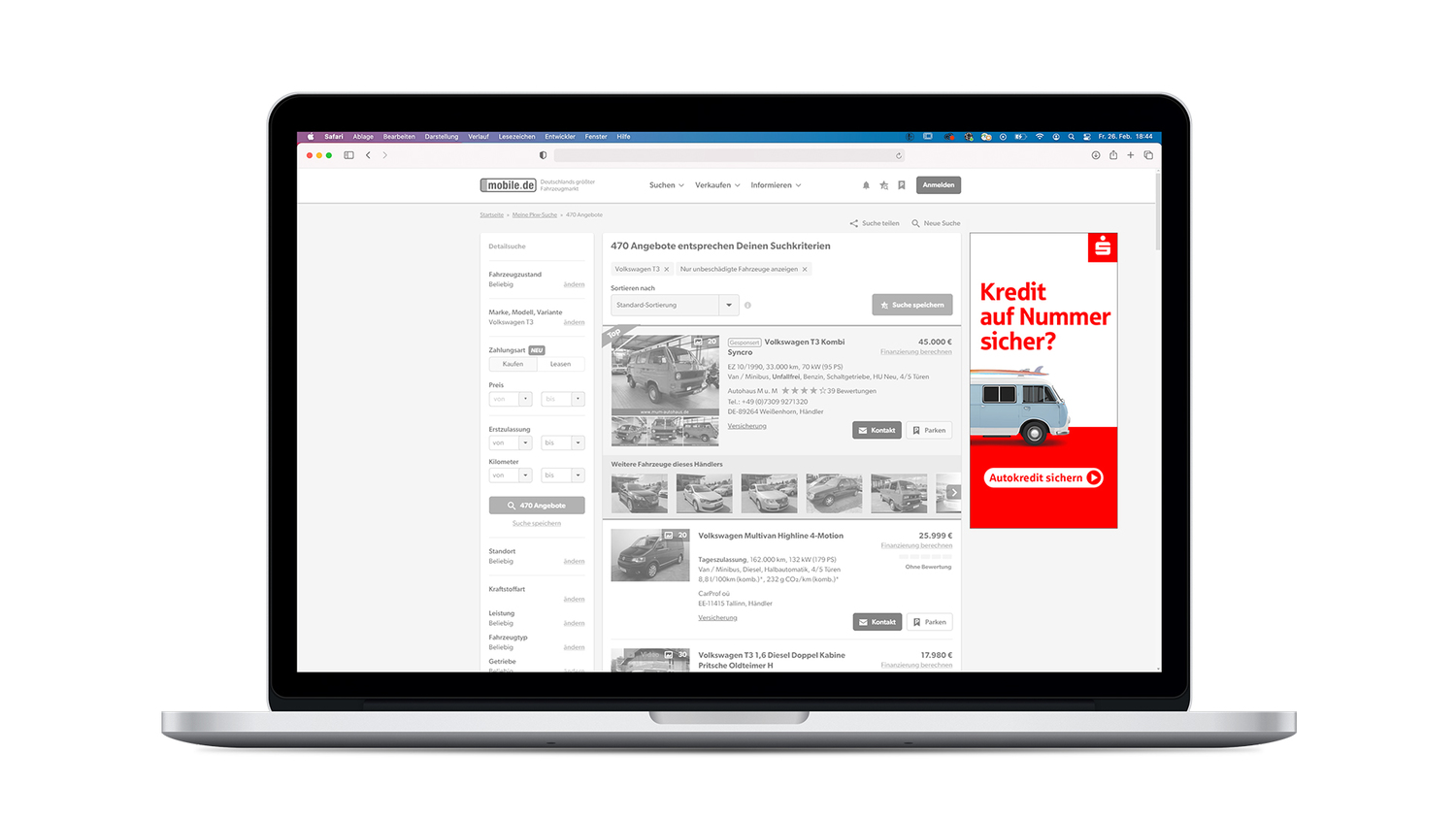 Weitere Screenshots einer Website