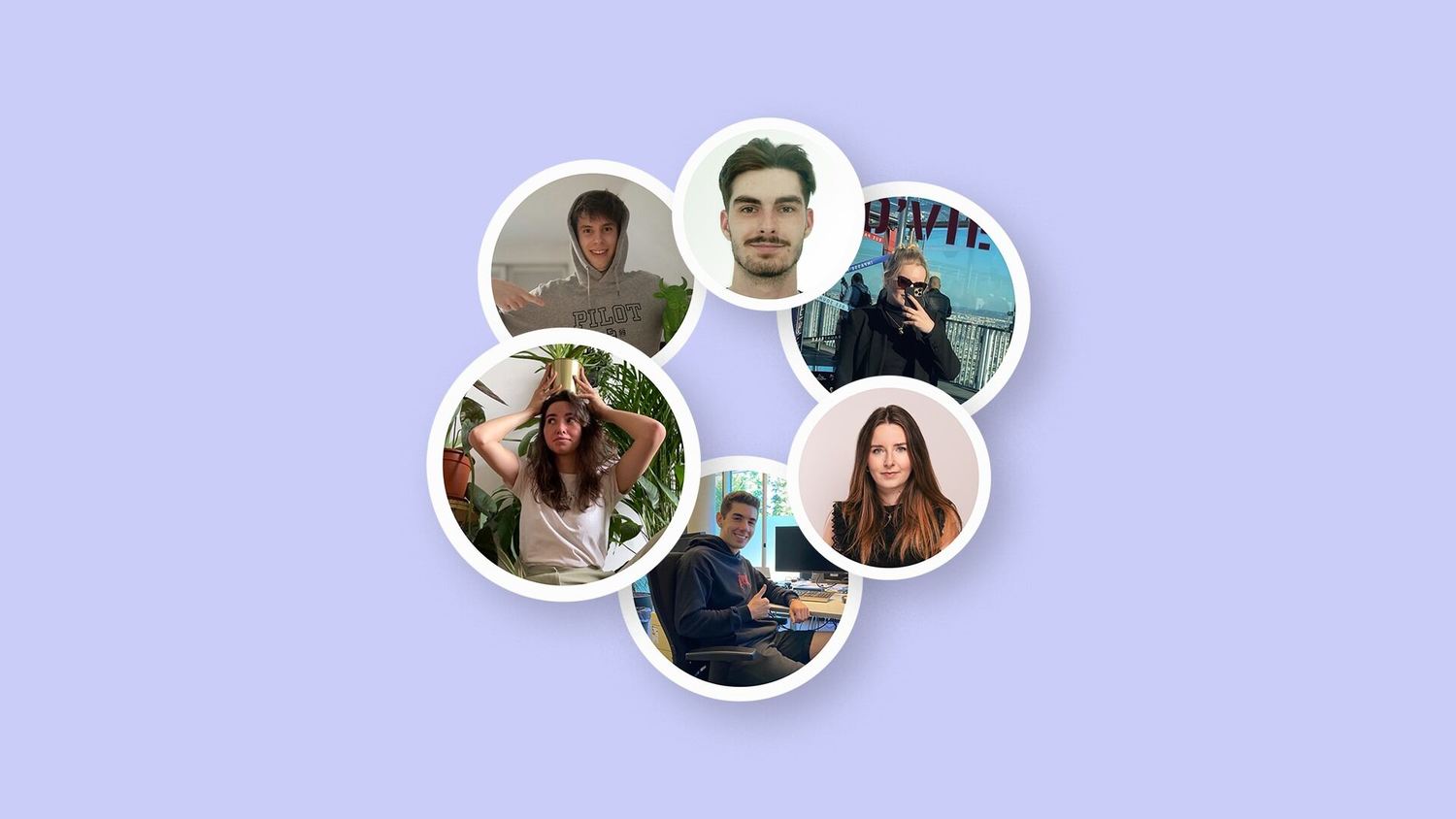 Ein Gruppe von Portraits in einem Kreis dargestellt.