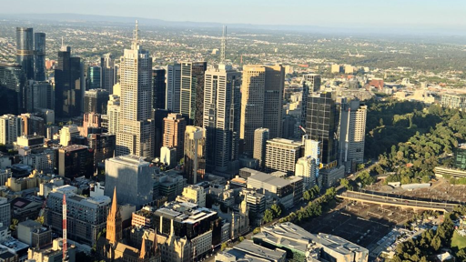 Blick auf die australische Stadt Melbourne aus der Vogelperspektive
